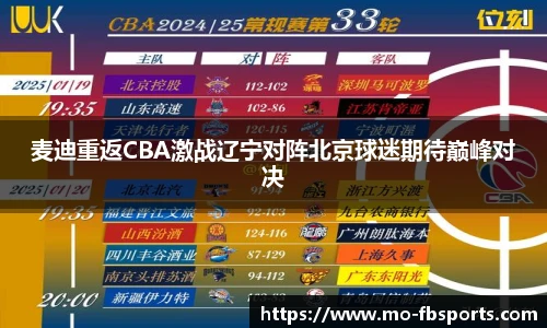 麦迪重返CBA激战辽宁对阵北京球迷期待巅峰对决